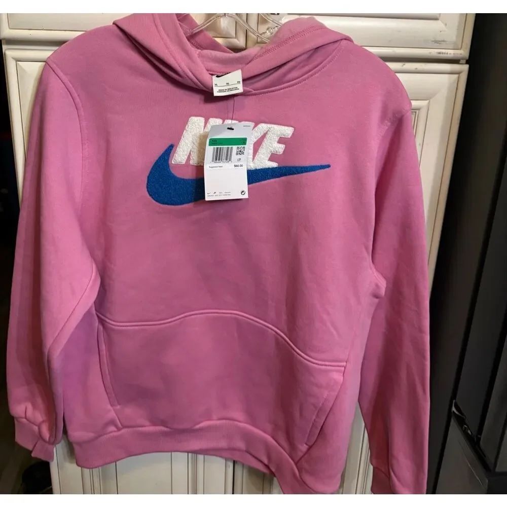 Nike Girls Sportswear Club Fleece Pullover Hoodie Pink Size XL NWT